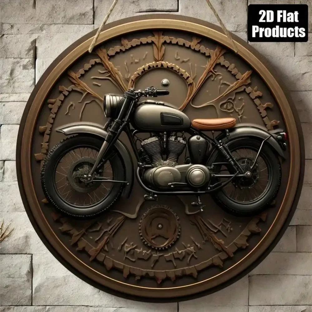 Motorcycle Gear Europe - Arte Murale Vintage Steampunk, Targa Rotonda
